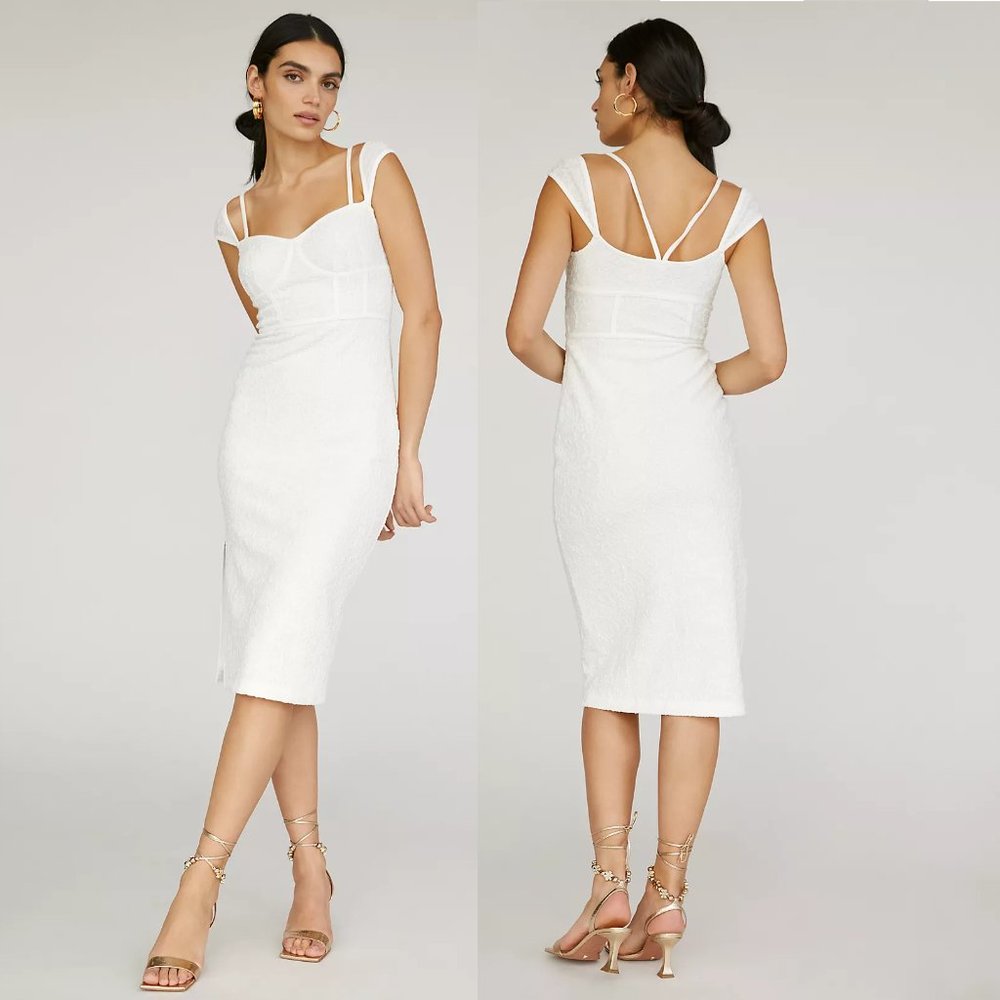 NWT Anthropologie Textured Knit Midi Dress Ivory Sleeveless Strappy